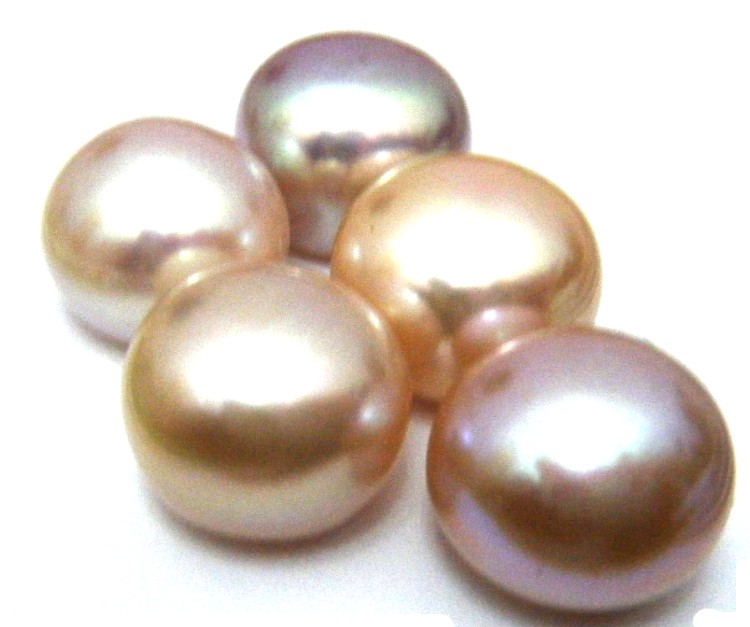 Natural Colours 12-13mm Half Drilled Button Single Pearls